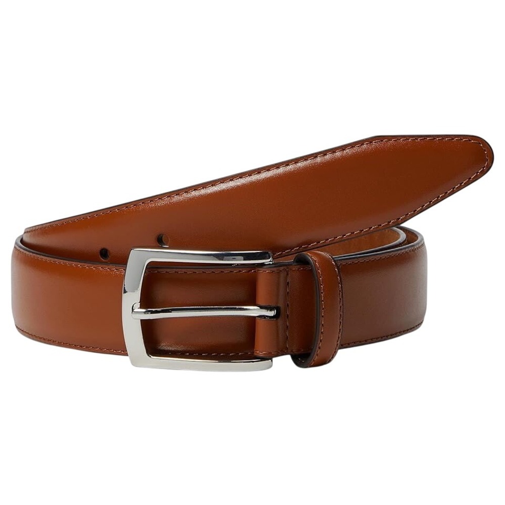 421. Johnston & Murphy Men's Feather Edge Belt Tan Size 38 Waist Genuine Leather